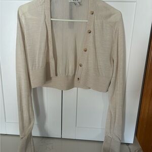 COS Light Beige cropped cardigan sweater